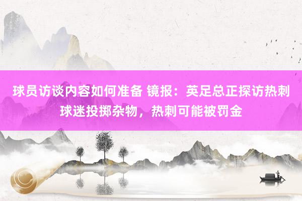 球员访谈内容如何准备 镜报：英足总正探访热刺球迷投掷杂物，热刺可能被罚金