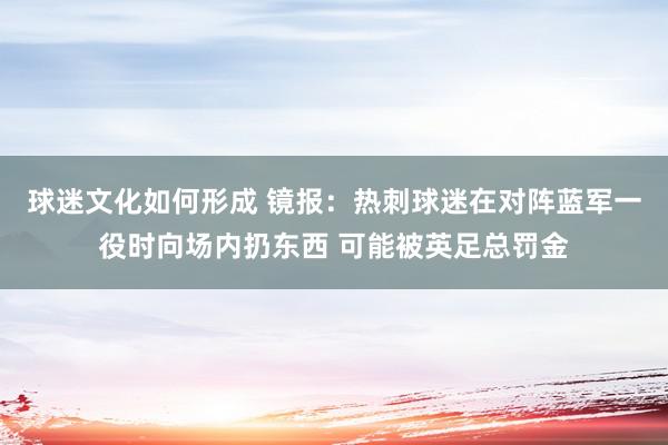 球迷文化如何形成 镜报：热刺球迷在对阵蓝军一役时向场内扔东西 可能被英足总罚金