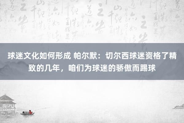 球迷文化如何形成 帕尔默：切尔西球迷资格了精致的几年，咱们为球迷的骄傲而踢球